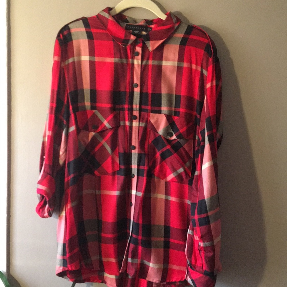 Sanctuary Red and Black Boyfriend Shirt